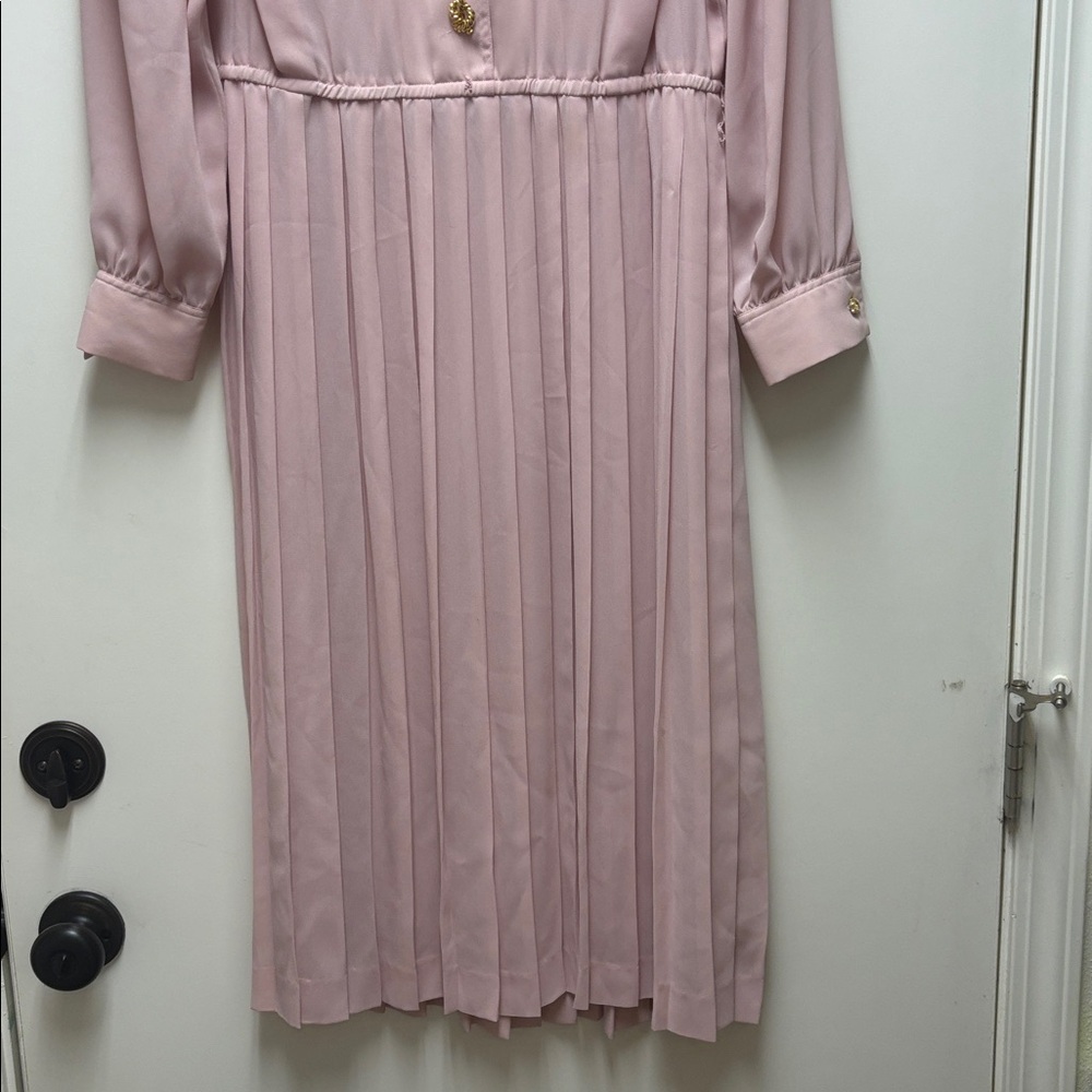 Leslie Fay Petite Pink Blush Long Sleeve Dress Size 10 - Picture 6 of 7